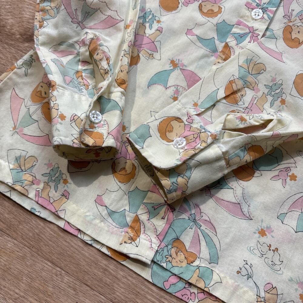 vintage 70s women’s SULTRA Umbrella Kids Novelty Print Button shirt size 32 - Picture 5 of 9